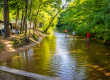 Families enjoying the White River at White River RV Park & Campground in West Michigan