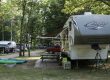 RV campsite prepared for spring camping at White River Campground in West Michigan